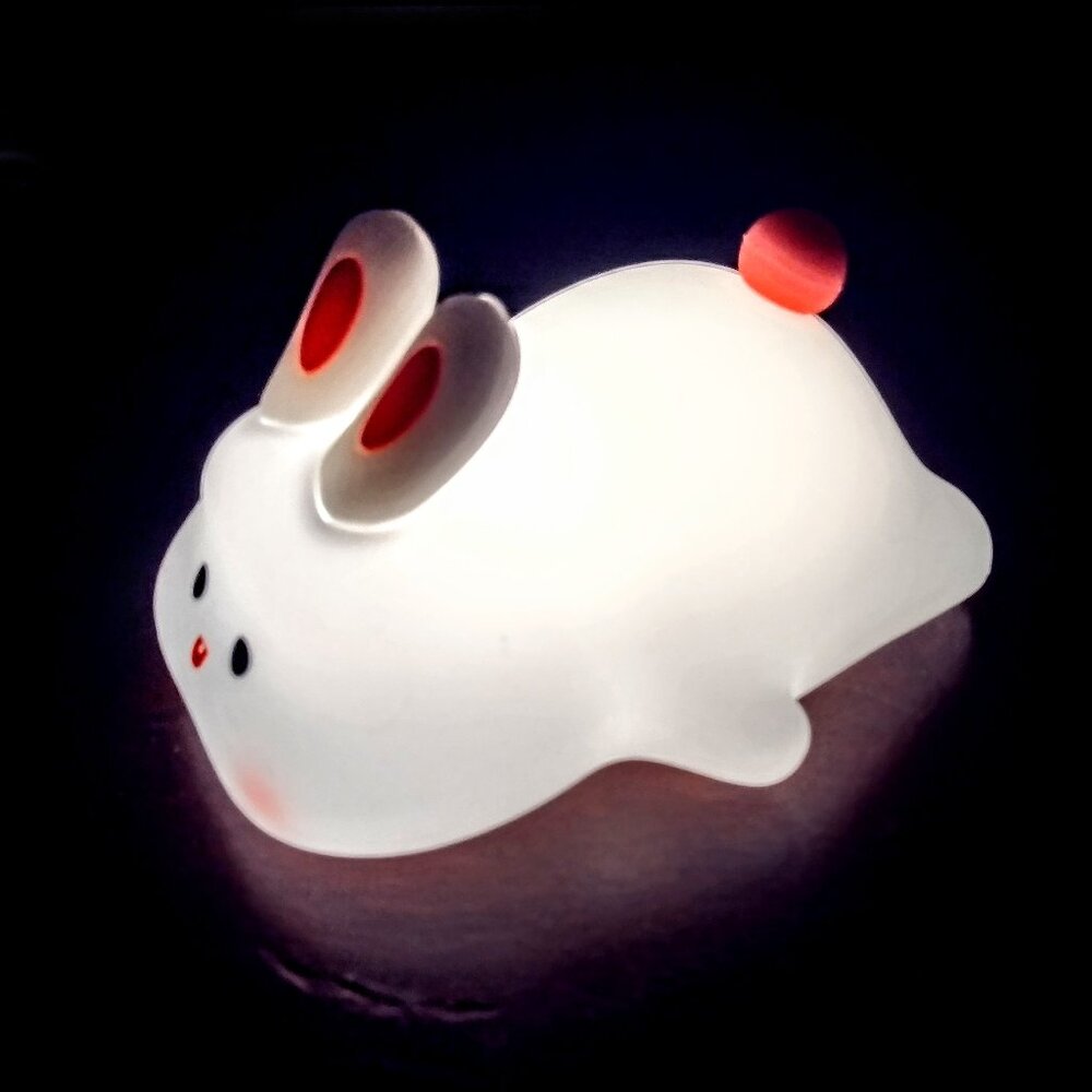 Big Face Rabbit Squishy Silicone Night Light ~ 3-Way Touch ~ Rechargeable ~ NEW!